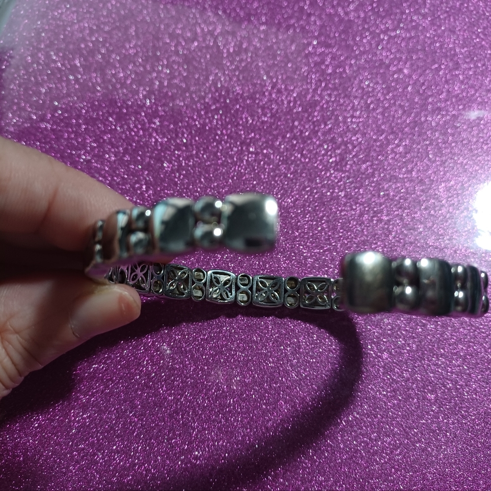 Qvc Affinity Diamond 925 Sterling Silver Cuff Bra… - image 3